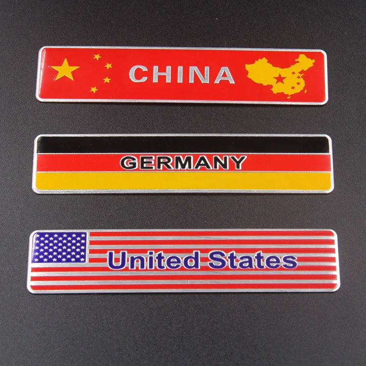 Factory wholesale Fashion 3D Aluminum alloy national flag decorate custom car decal sticker