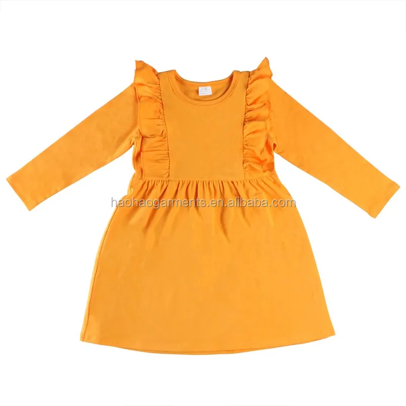 Kids Boutique Clothing Children O-Neck Long Flutter Sleeve A-line Dress Kids Clothes Girl Dress
