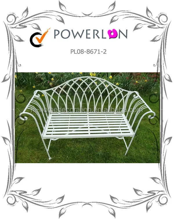
White Folding Metal Garden Bench Wrought Iron High Quality Garden Sofa 
