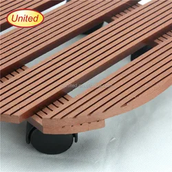 Round Outdoor Plant Caddy WPC Weather Rot Rustproof Ball Bearing Casters Brakes Double Layers Indoor Dolly with wheels