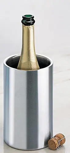 Матовое матовое серебристое ведро для льда с двойными стенками металлический охладитель винных бутылок из нержавеющей стали