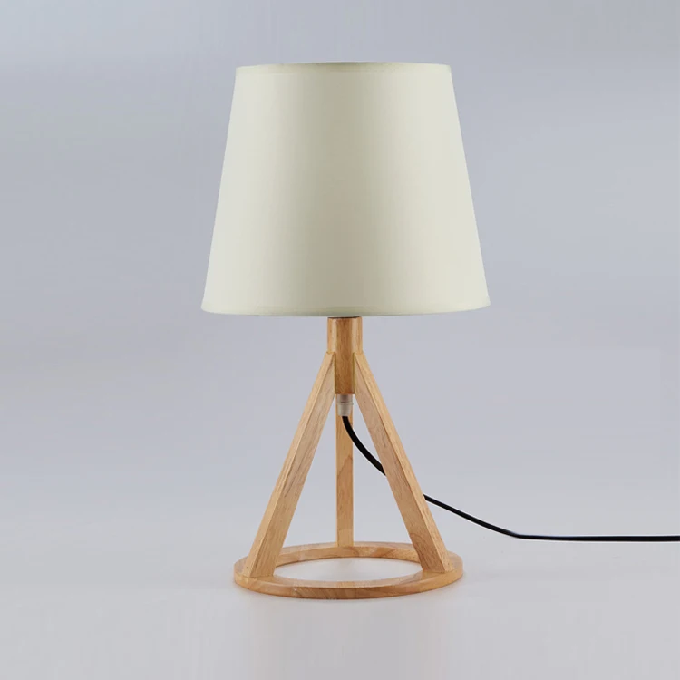 European Style 3 legs Triangular Wooden Table Lamp Reading Lights best sale E27 table lamp for bedroom