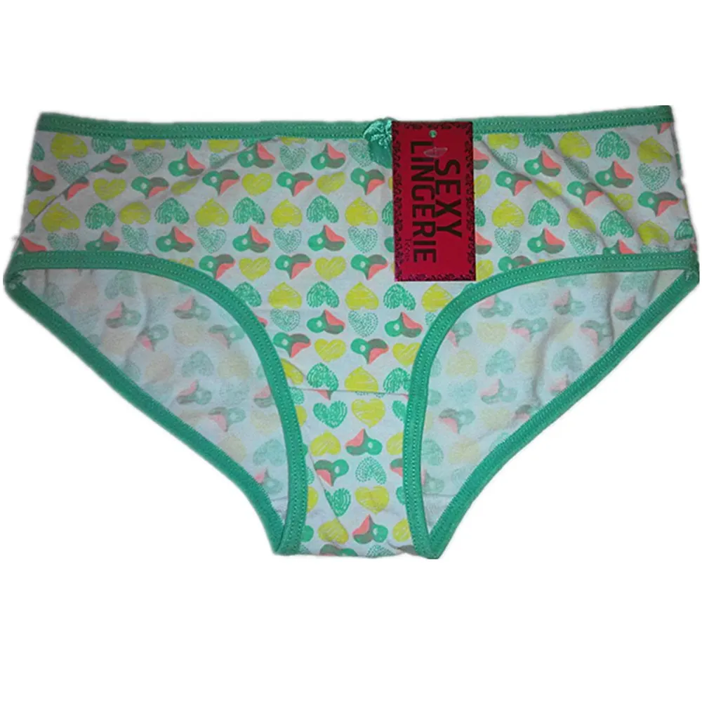 beautiful sexy girl panty with sweet heart pictures print for 8-16Y teens bikini for OEM