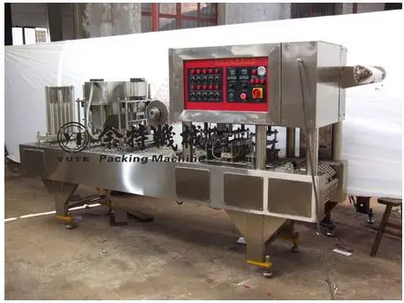 автоматическая желе пластиковые стаканчики заполнения уплотнения машина с 6 головками