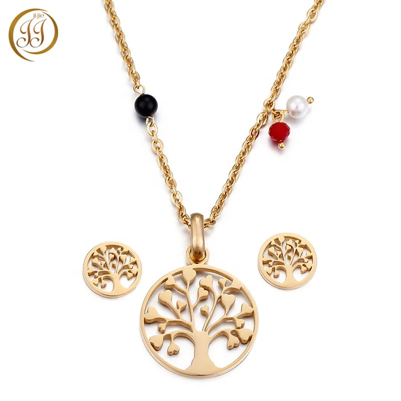 
Most Popular Ladies Fashion Jewelry Set Tree Of Life Necklace And Earring Set In Gold 