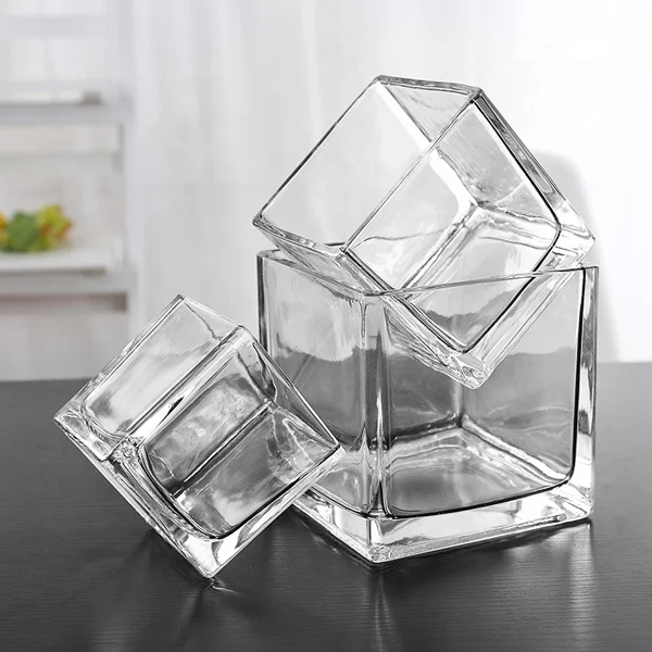 square glass pot for water plants/clear glass vase for flower arrangement/wedding favor table decoration centerpiece