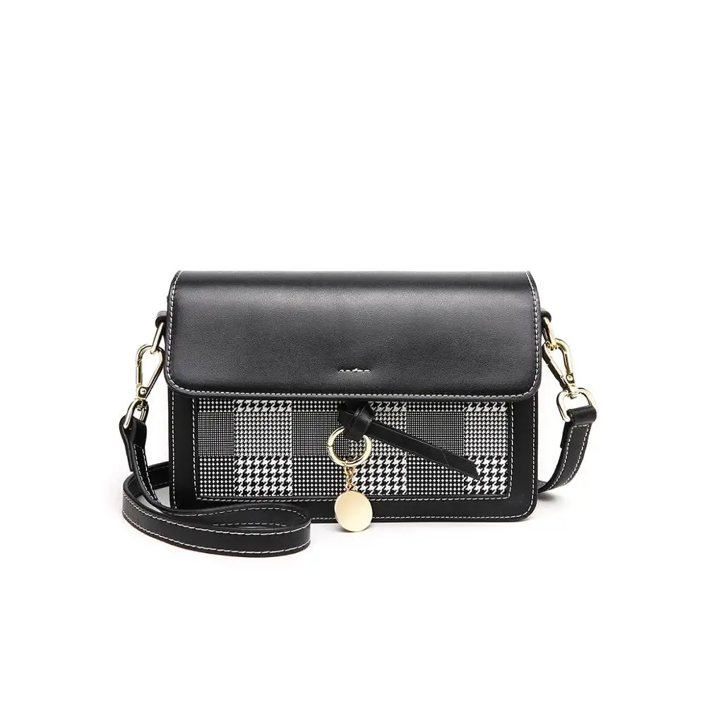 Hot sale wholesale durable fashion leather handbag ladies contrast color single shoulder bag