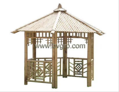 
Pavilion with tables and curtains high quality wood bamboo gazebo 