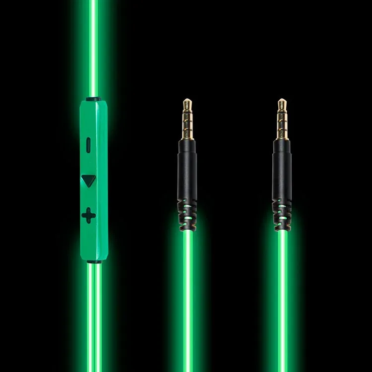
AL3A 3.5mm EL Light Glowing LED Light Flashing Volume Control Stereo Aux Cable Male to Male Car Metal Audio Connector Premium 