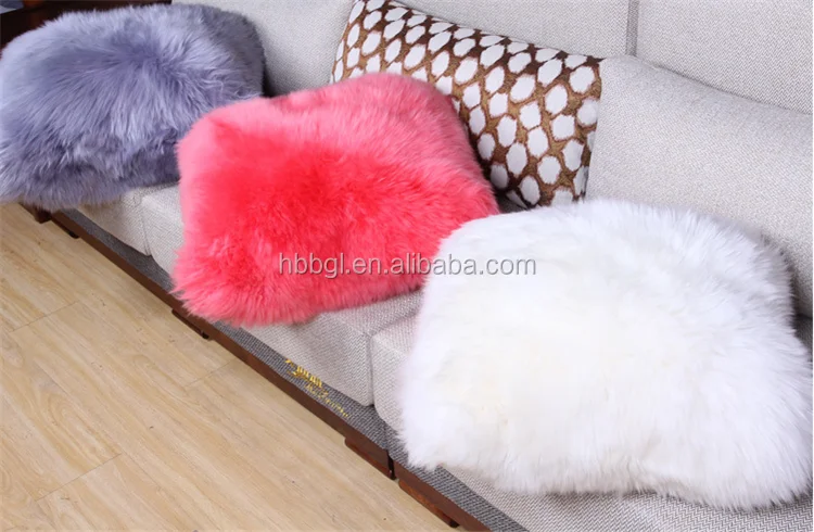 Faux fur pillow cases lamb colorful pillows faux fur dyed pillows