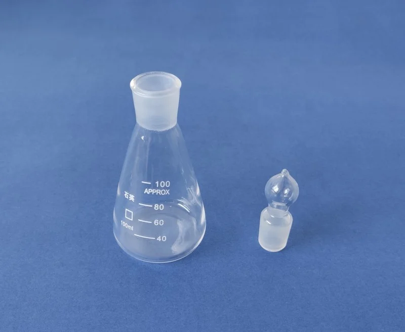 Прозрачная кварцевая треугольная колба с заземлением Erlenmeyer, от 10 мл до 2000 мл, с пробкой для градиента