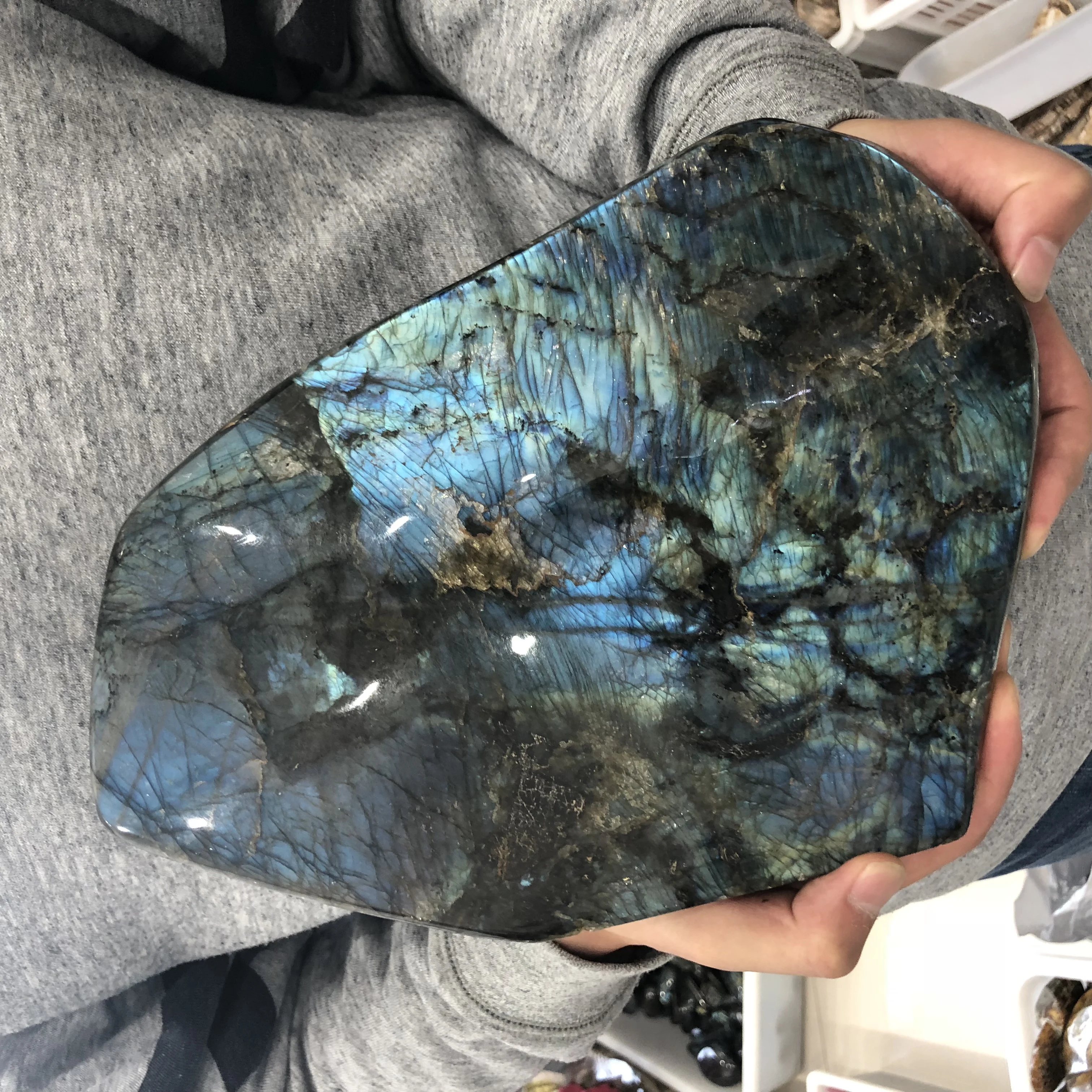 wholesale Large top quality pretty natural polished labradorite stone with blue flash