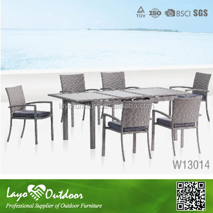Ly ISO 9001 Factory 6 Chair Dining Set Extension Furniture Table 6 Chair Dining Set Rattan Furniture Continued Table W13014