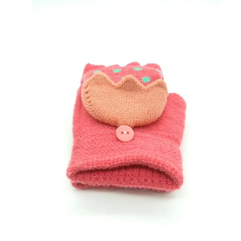 
winter cute mushroom children flip gloves warm half-finger gloves kids 