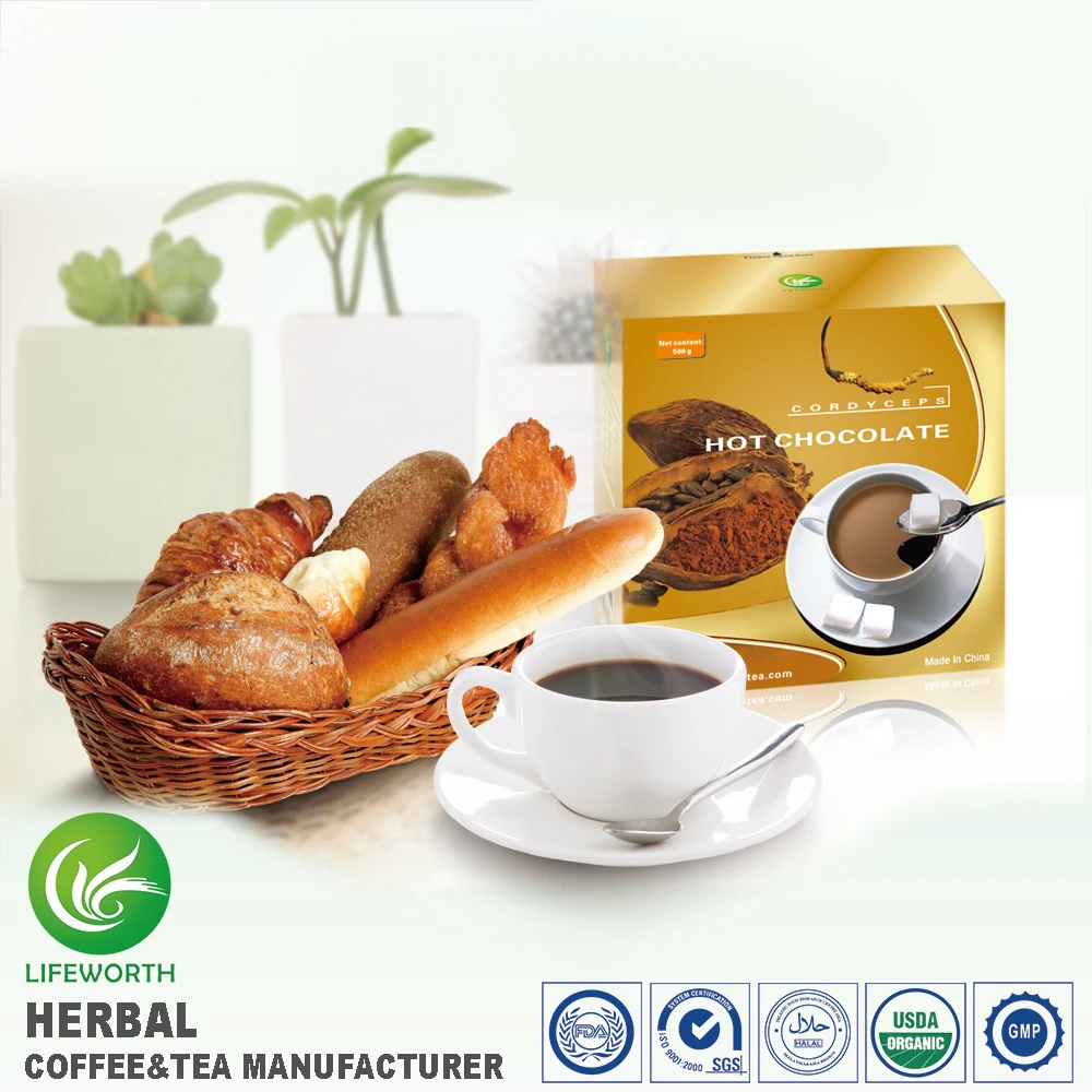 
Lifeworth OEM /ODM available detox fresh cocoa powder cordyceps extract hot chocolate powder with sample free 