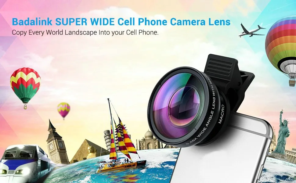 0.45X Wide Angle Macro Mobile Phone Camera Lens for Cell Phone Camera Glass Fisheye kit For iPhone Fisheye Lens