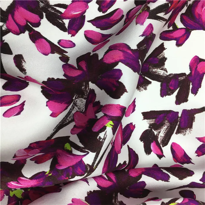
Factory direct digital printing 30mm heavy stretch crepe de chine silk chiffon fabric for dress 