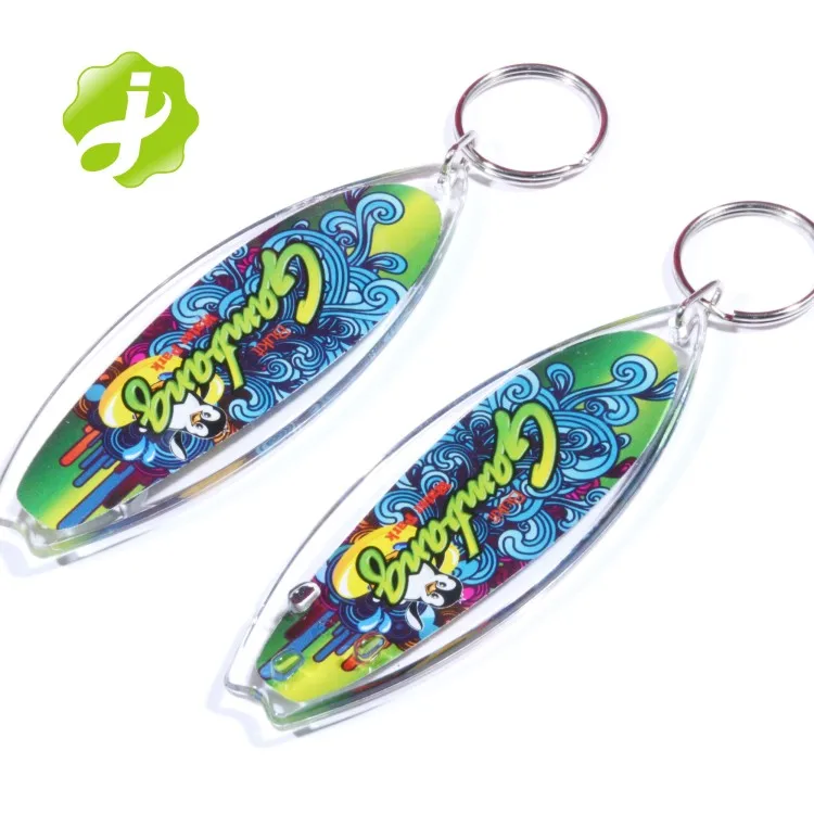 Best selling beach design sea surfboard acrylic keychain