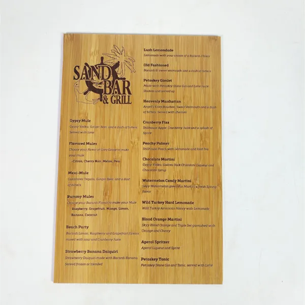 wood board customized bamboo wood menu card