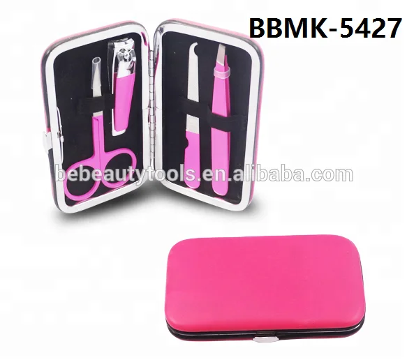 Mini 5Pcs Stainless Steel Rubber Green Nail Care Tools Kit Manicure Pedicure Metal Nail Art Gift Kit Case