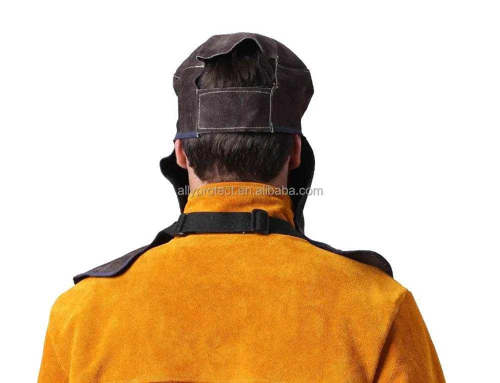 
AP-3001 comfortable brown cowhide split leather welding shiled with welding hood for splash proof and heat resistant 