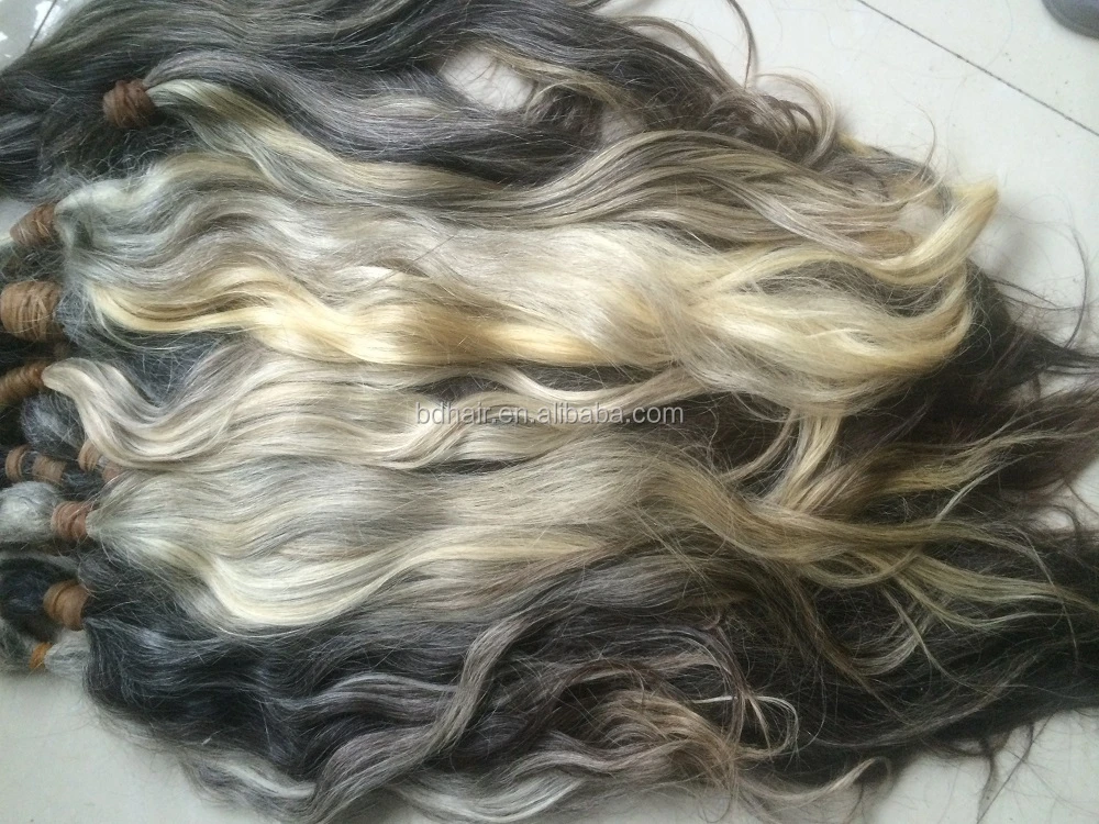 Raw virgir gray white human hair natural color unprocessed raw bulk human hair