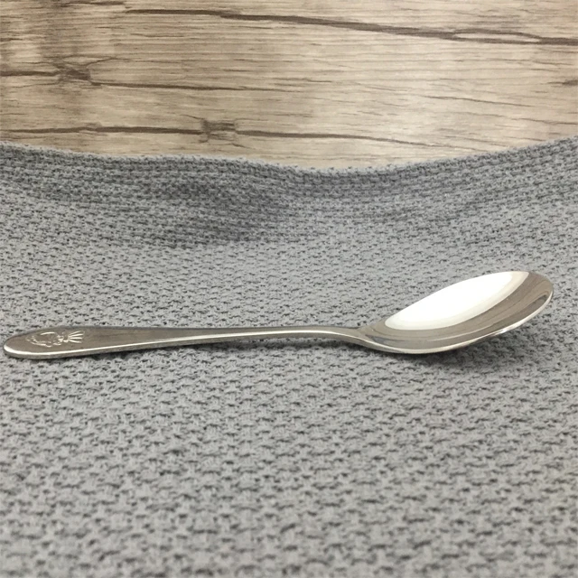 Wholesale High Quality Silverware Children Cute Silver Knife Spoon Fork Stainless Steel Cutlery Set with Stamp Cartoon Pattern