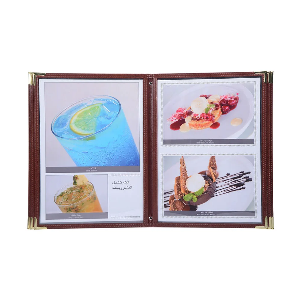 Custom PU leather menu folder and PU leather restaurant menu cover hotel leather menu holder folder