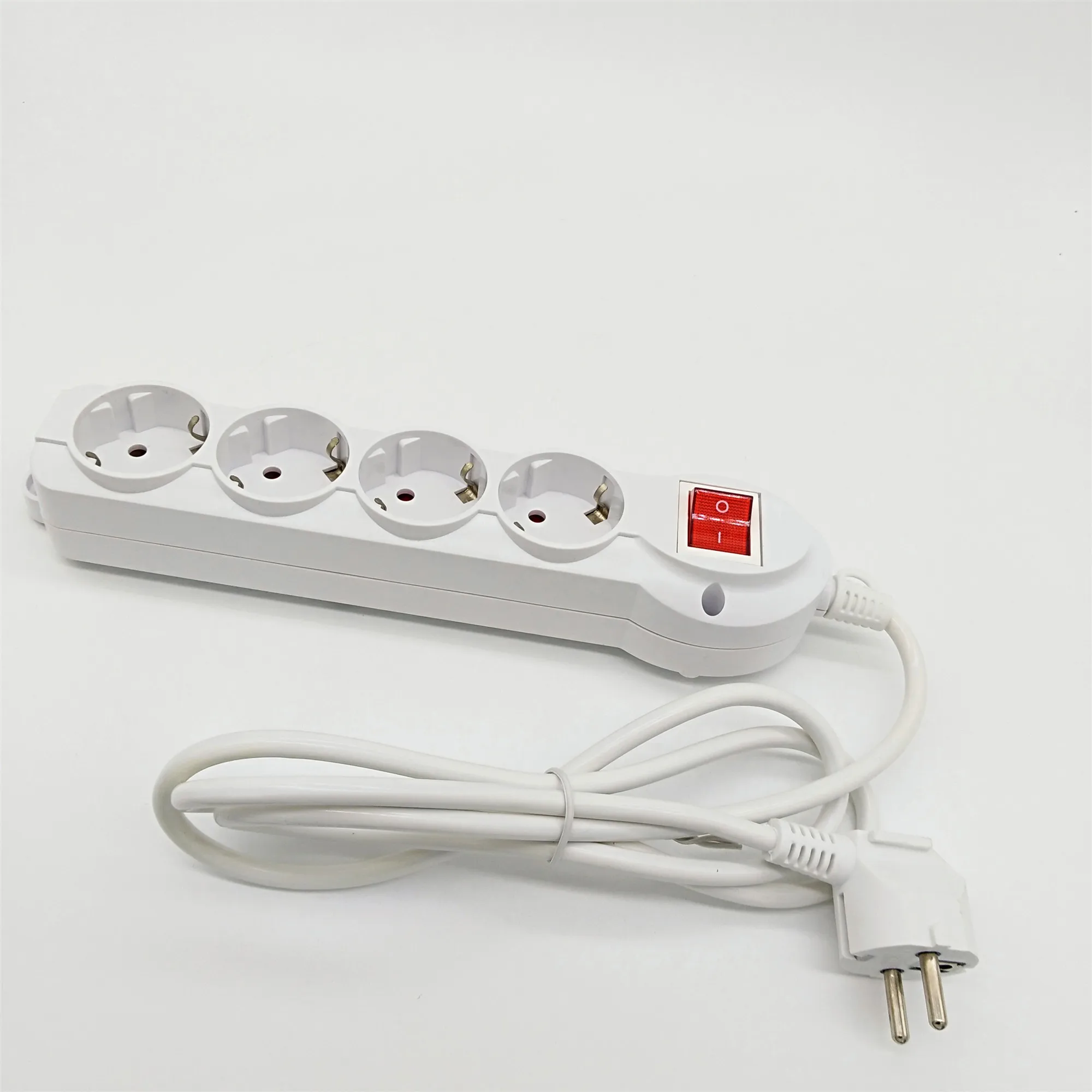 Electric Sockets  European 220v Power Strip 4 gang socket grounding  Extension  Cord