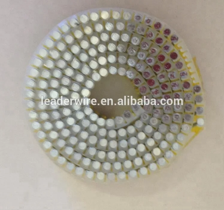 15 Degree EG HDG Finish Smooth Ring Screw Shank Plastic Collated Coil Nails