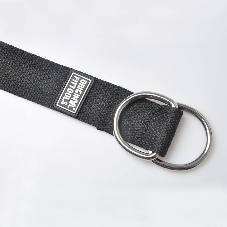 Double D-ring Polyester- Cotton Exercise Yoga Stretching Strap Belt with logo Customized
