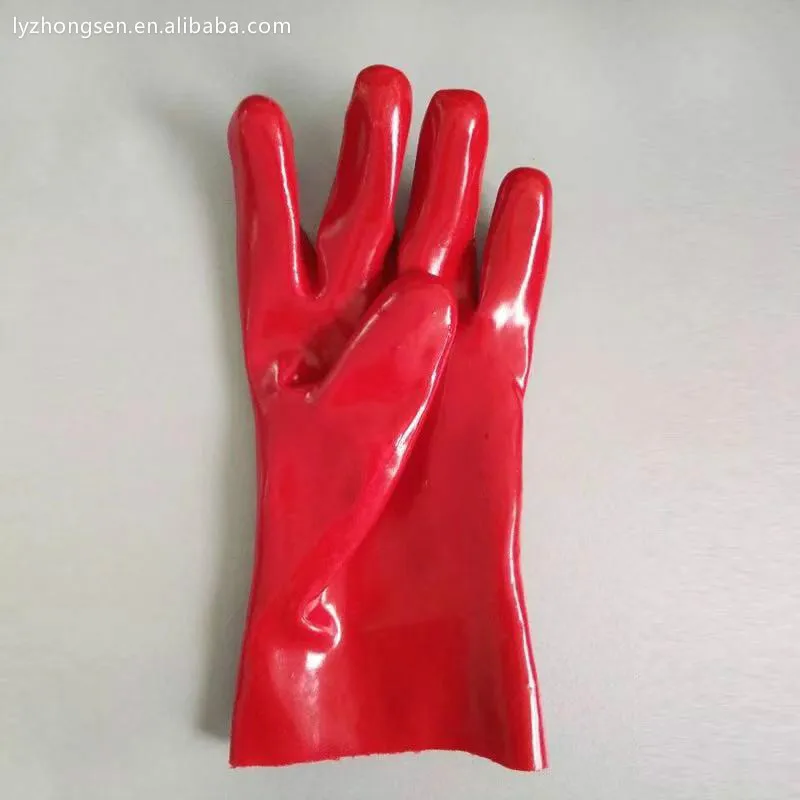 red rubber hand PVC coated gloves bulk PVC glove