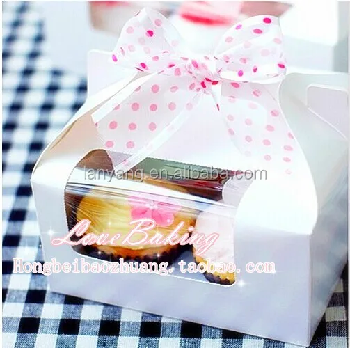Wholesale cheap Cupcake boxes , Mini cake boxes with window for 2, 4, 6 packs with inserts(BF187)