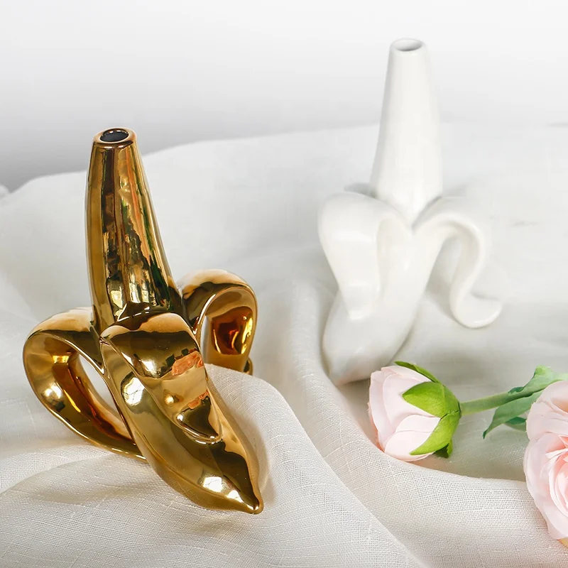 
Wholesale white and gold ceramic banana ornaments for home decor 