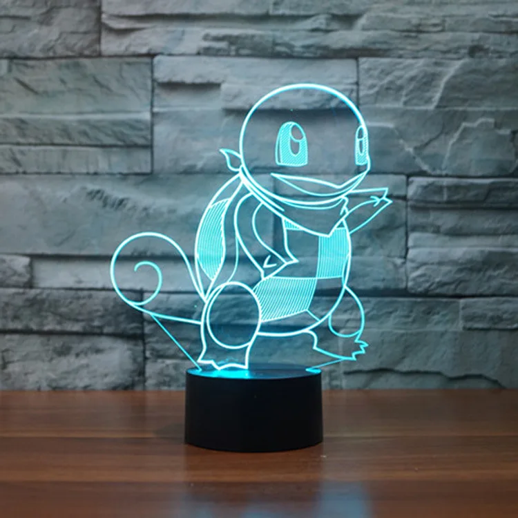 Little Turtle LampAcrylic 7 Color Changing USB charge 3D LED squirttle night light with 3D luminous Decor table lamp nightlight