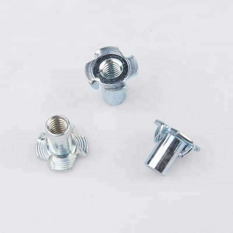 Factory Wholesale Cold Forging Insert Wood Furniture 4 Claws Nut With Half Thread