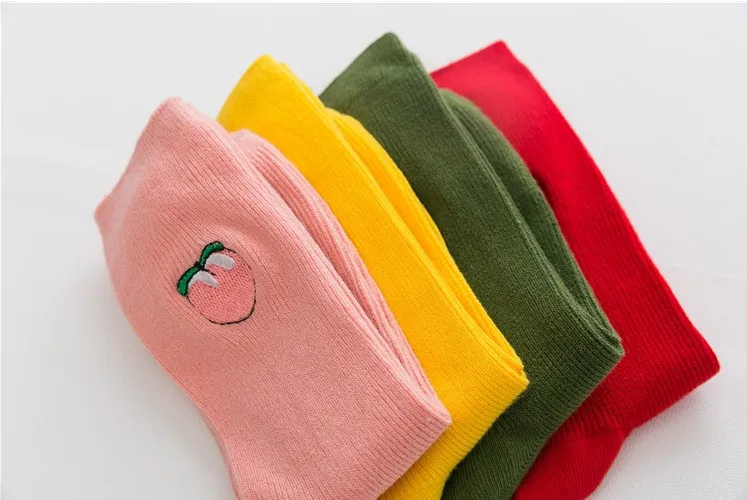 Yueli Manufacture Ladies Fruit Socks Creative Fruit Socks Candy Color Female Japan Teen Girl Tube Socks Cotton  Wholesale