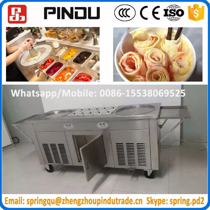 Industrial yogurt watermelon/banana/strawberry single fry fried pan ice cream roll rolling machine on sale
