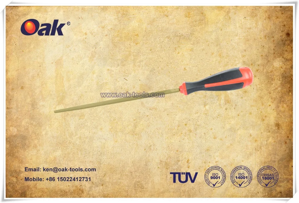 Алюминиевая Бронза 380 ММ SECOND-CUT ТРЕУГОЛЬНИКА ФАЙЛ С РУЧКОЙ (DOUBLE CUT)