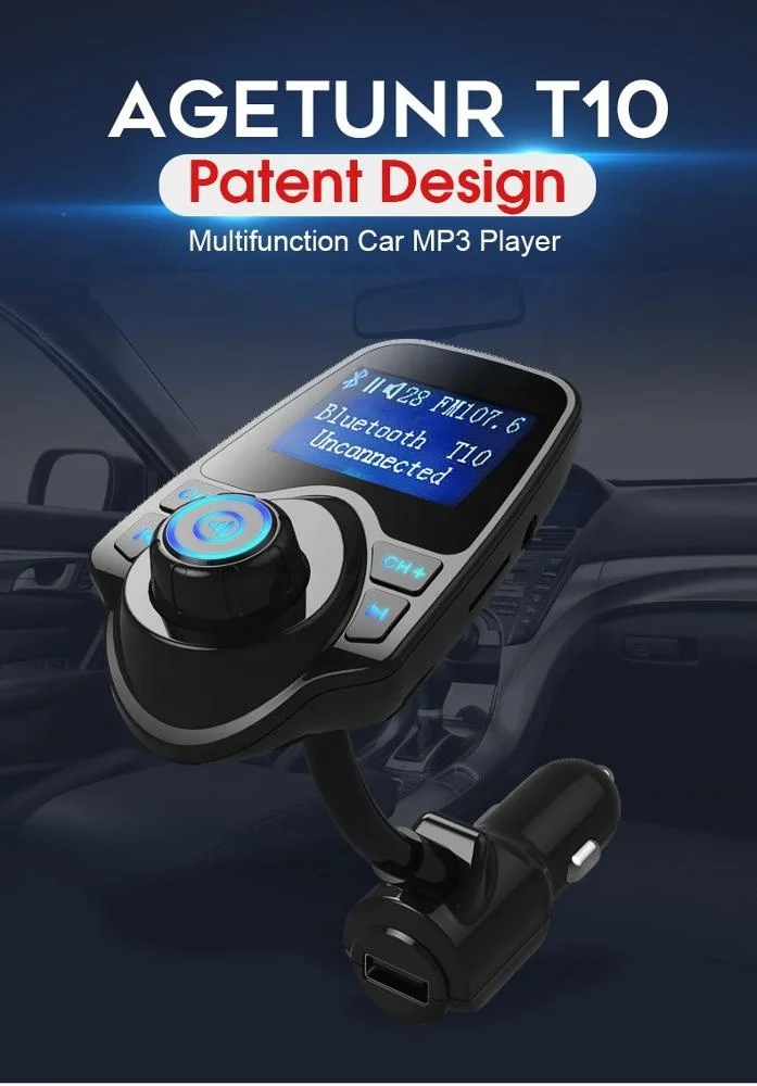 AGETUNR T10 Bluetooth V4.2 MP3 экран плеера автомобильный FM передатчик дисплей автомобиля Coltage AUX Micro SD карты DC 5V2.1A зарядки