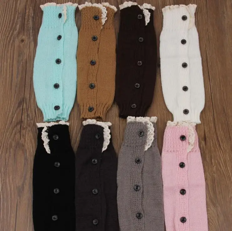 Однотонные Детские гетры на пуговицах с кружевом для девочек