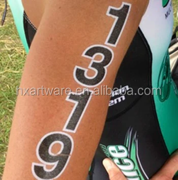 
water proof triathlon number tattoo for sport 