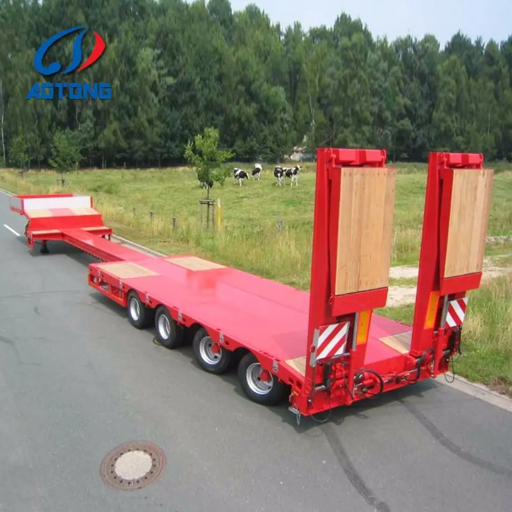 Heavy duty 40-60 ton extendable low bed truck trailer heavy trailer 14m to 20m telescopic trailer