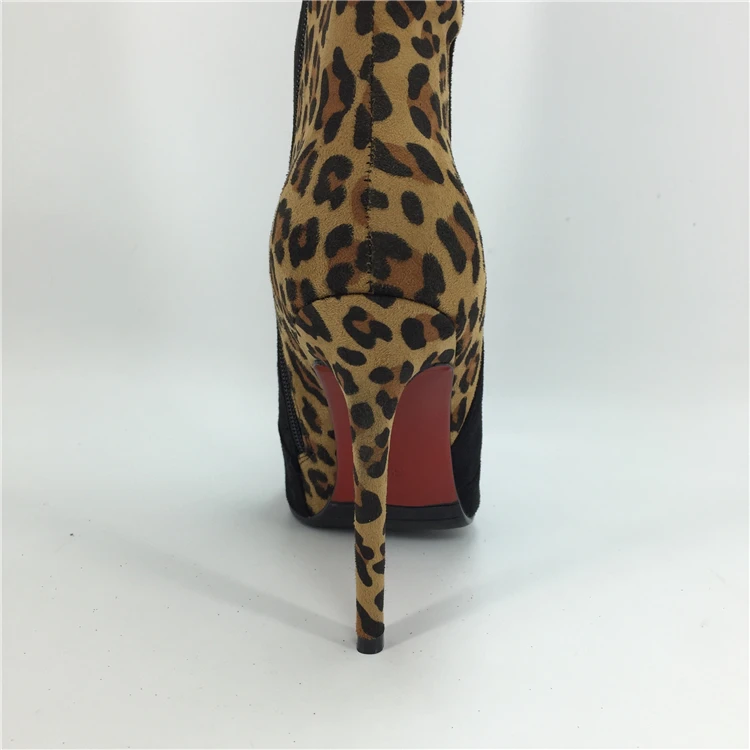 Leopard Print Knee High Boots Sexy 2021 Stiletto High Heel Long Lace Up Pointed Toe Thigh High Boots