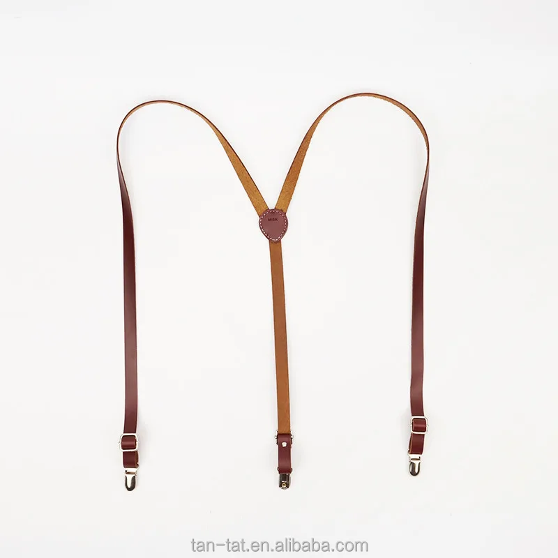 Mens Groomsmen Braces Dark Brown Leather Suspender