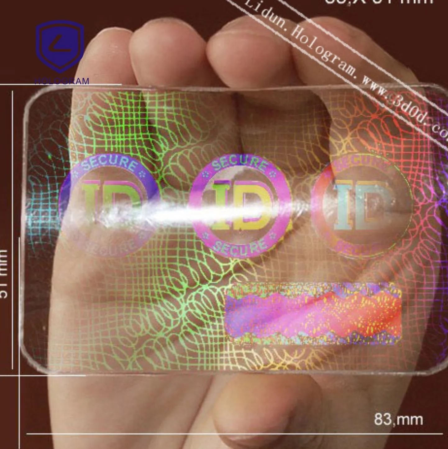 3D Laser Hologram Sticker/anti-fake Holographic Labels for ID Card
