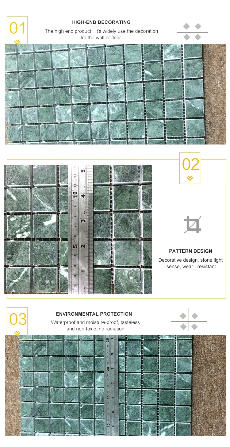 Square Emerald Green Marble Mosaic Tile for Bathroom Wall and Floor