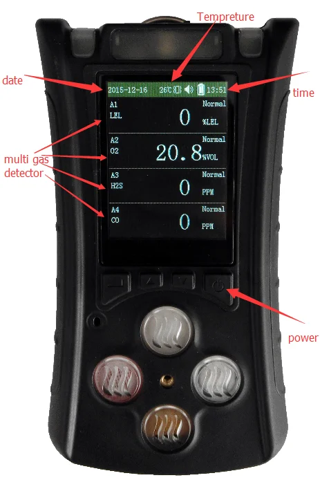 Portable multi gas detector 4 gases O2 CO H2S LEL LCD screen 4 in1 gas analyzer