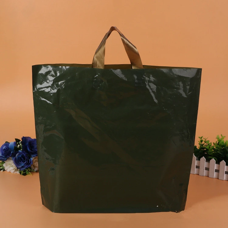 Custom logo printing HDPE plastic gift carry bag with handle