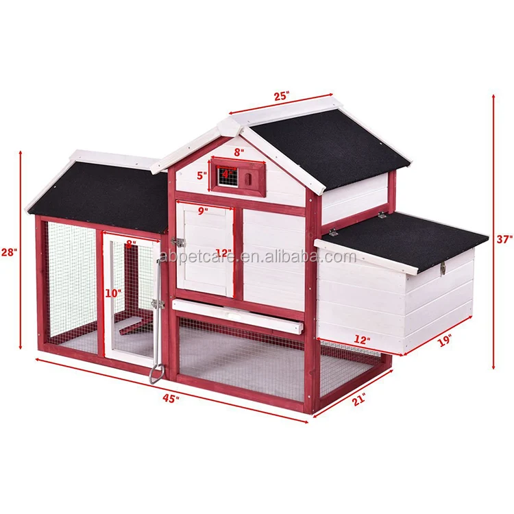 Large Chicken Coop Wooden Hen Cage Rabbit Hutch with Run